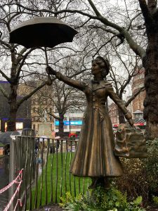 Mary Poppins landed to celebrate a century of cinema at Leicester Square