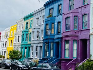 Rainbow coloured Portobello Road London