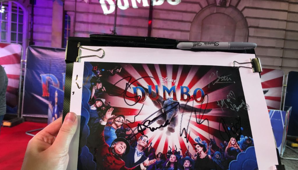 Autographs from Dumbo London Premiere Autographs from Dumbo London Premiere