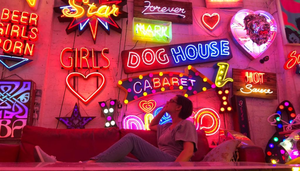Neon signs at God's Own Junkyard in Walthamtaw London