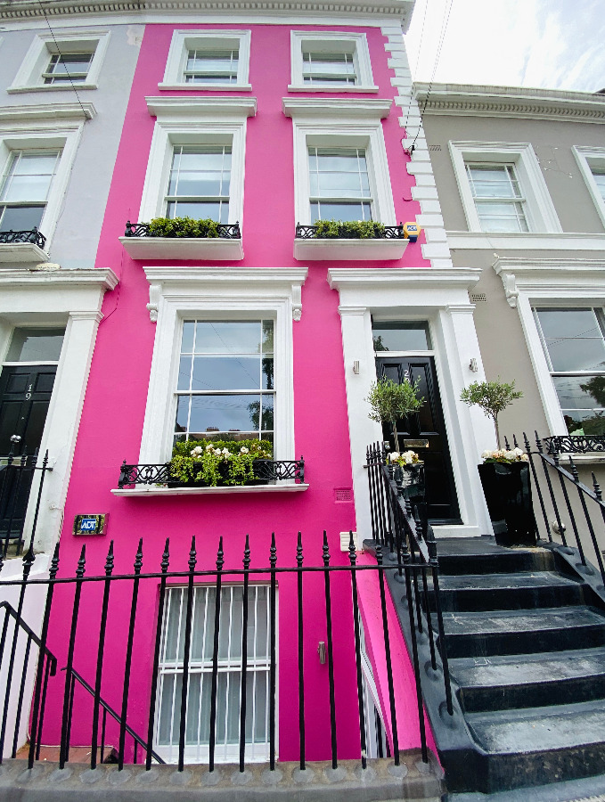 Pink house on Denbigh Terrace Notting Hill