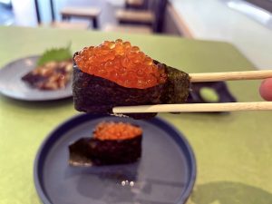 Ikura Gunkan at Europe's First Sushi Monorail Restaurant - CHŪŌ