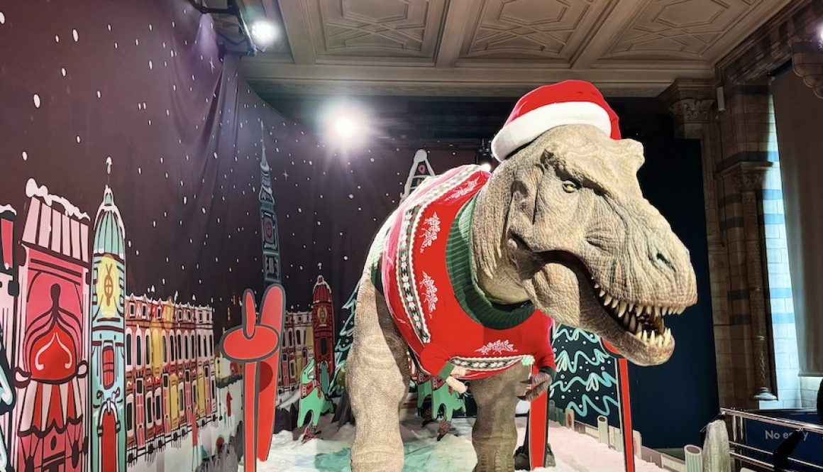 Natural History Museum T-Rex is Ready for the Festive Season