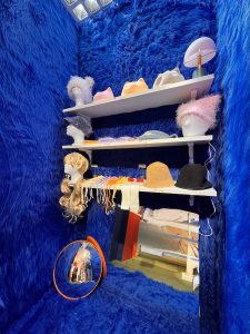 Blue Plush Photo Corner with Convex Mirror at Pick Pic Leicester Square