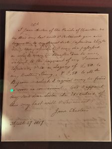 Original Will of Jane Austen of Chawton, Signed 29 April 1817