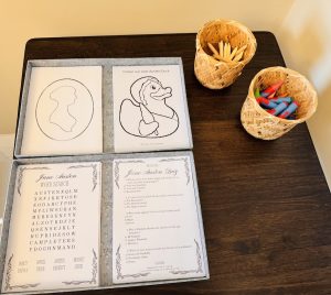 Activity Sheets at the Waiting Room of the Jane Austen Experience in London