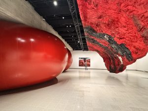 Giant Red Balloons and an Upside Down Mountain at the Anish Kapoor Exhibition at Hayward Gallery London