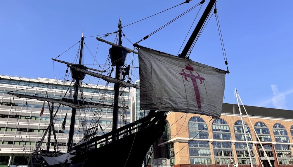 Full Scale Replica of Magellan's Ship has Docked at St Katharine Dock - Nao Victoria Full Scale Replica of Magellan's Ship has Docked at St Katharine Docks - Nao Victoria