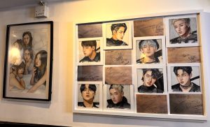 Signatures and Artworks of the Members of Ateez at Little Korea Korean Restaurant in London