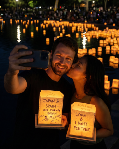 Couple About to Release Their Lantern at the Water Lanterns Festival London