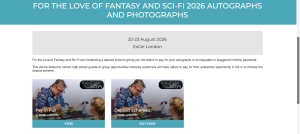 For the Love of Fantasy and Sci-Fi Con - Autographs and Photocards