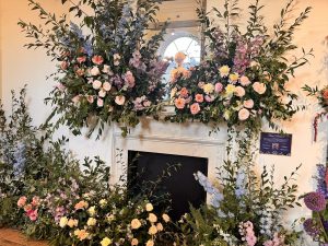 Fireplace Decorated with Fresh Flowers - Fleurs De Villes in Support of The Diana Award Exhibition at Somerset House London