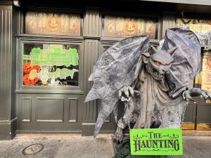 Gargoyle at the Entrance of The Haunting Pop-Up Halloween Bar in Covent Garden